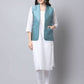 Even Apparels Blue Bansari Silk Open Front Gillet | Swadesiicart
