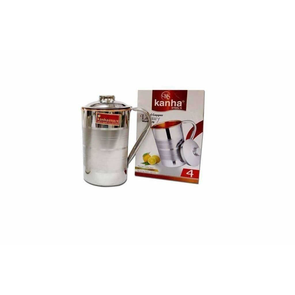 Kanha Stainless Steel Copper Jug With Lid - Swadesiicart
