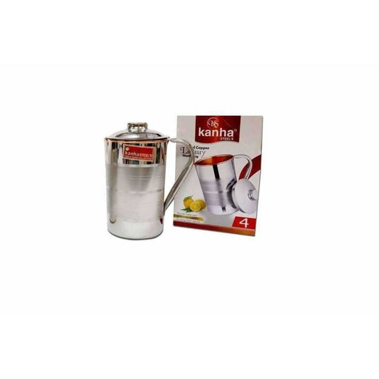 Kanha Stainless Steel Copper Jug With Lid - Swadesiicart