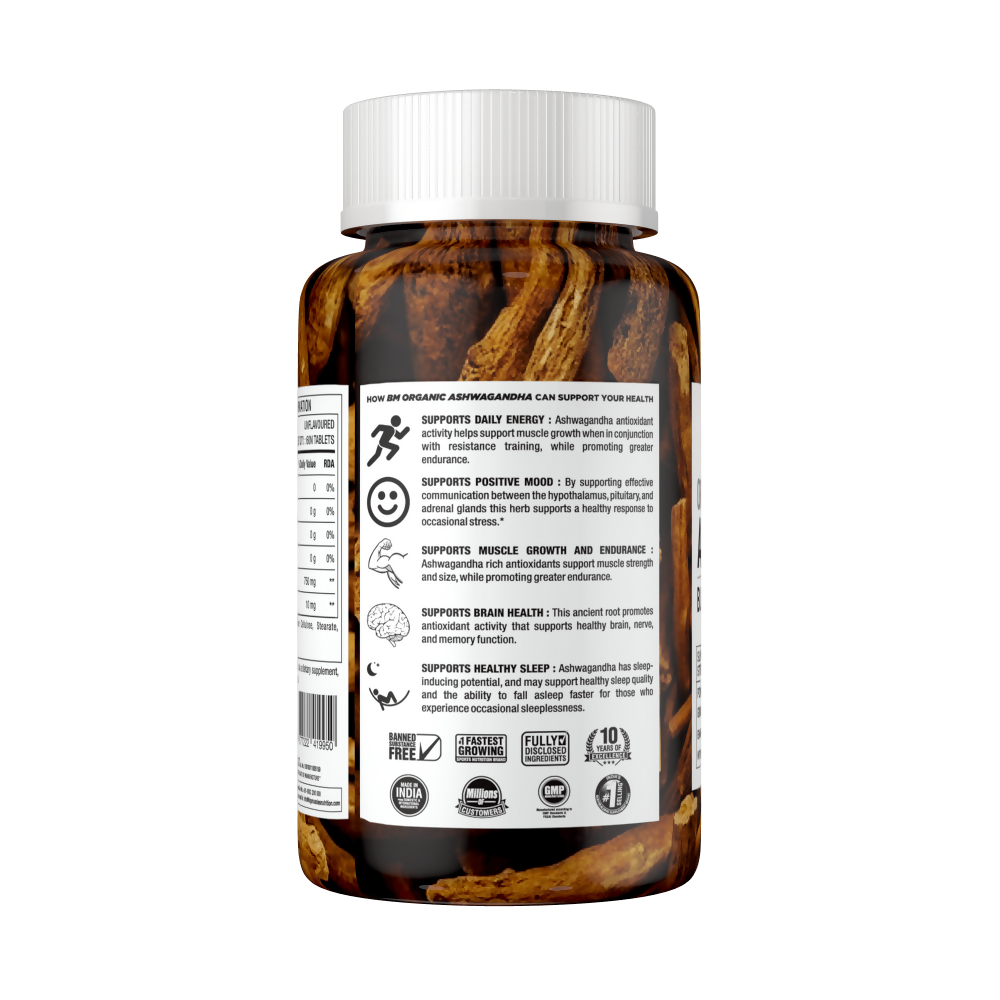 BM Wellness Ashwagandha Organic 800 mg Tablets | Swadesiicart