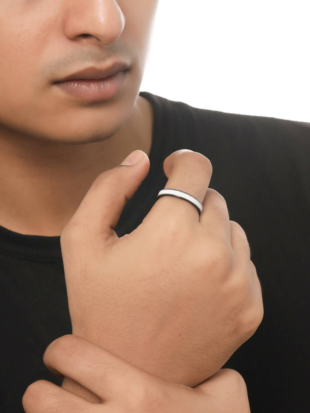 NVR Men's Silver Metal Ring - Swadesiicart