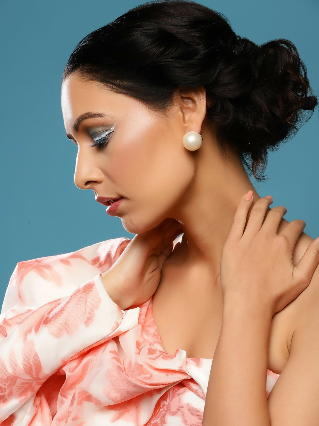 Grey Shine Pearl Studs- Ruby Raang | Swadesiicart