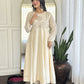 The52 CreamWomen's Gorgeous Embroidered Vichitra Silk Fabric Flared Kurta Pant with Dupatta Set - Swadesiicart
