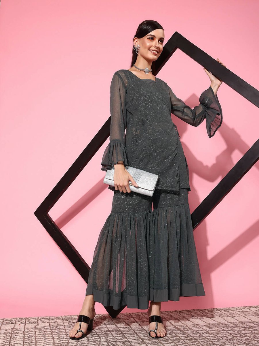 Ahalyaa Women's Traditional Wear Co-ods - Grey | Swadesiicart
