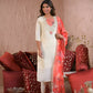 Ethnic Festive Wear Chanderi Silk Cream Stitched Suit With Dupatta - Tanisha | Swadesiicart