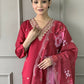 Rani Pink Viscose Chanderi Stitched Suit With Dupatta - Tanisha | Swadesiicart