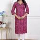 Miravan Womens Magenta Bandhej Printed Rayon Kurti - Swadesiicart