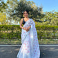 Vamsee White Organza Saree - Swadesiicart