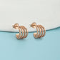 Rose Gold-Polished Cz Contemporary Hoop Earring For Women - Wahe Jewels - Swadesiicart