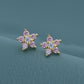 Premium Jewellery - Metallic & Pink Toned Cz Studded Silver - Plated Square Shaped Oxidised Drop Earrings - Wahe Jewels - Swadesiicart