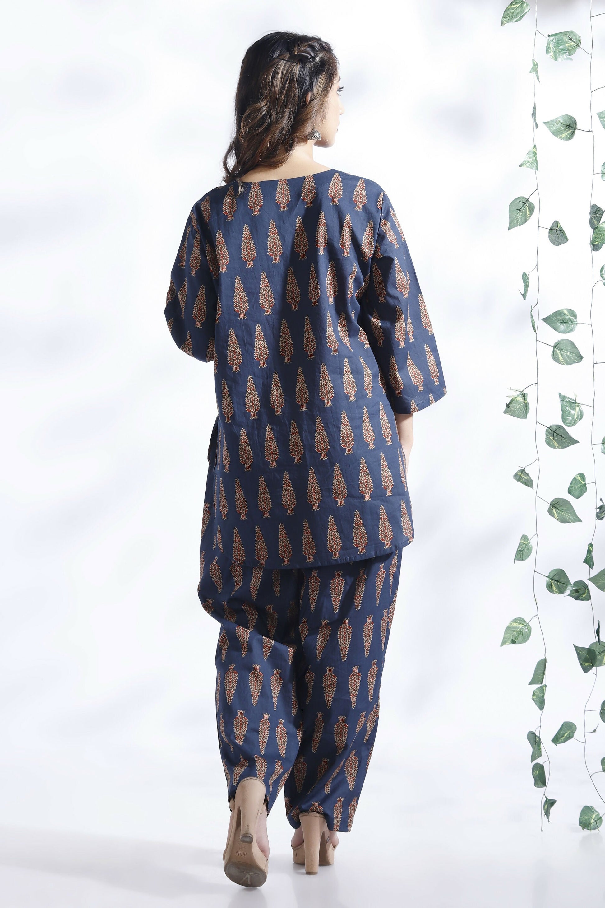 Breathables Blue Butta Cotton Kurta & Pant Co-Ord Set