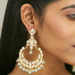 Nuyug 22K Gold-Plated Kundan Stone Studded & Pearl Beaded Chandbalis | Swadesiicart