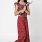 Lil Drama Ethnic Twist Girls Red Print Box Pleat Pant With Top Co-Ordinate Set - Swadesiicart