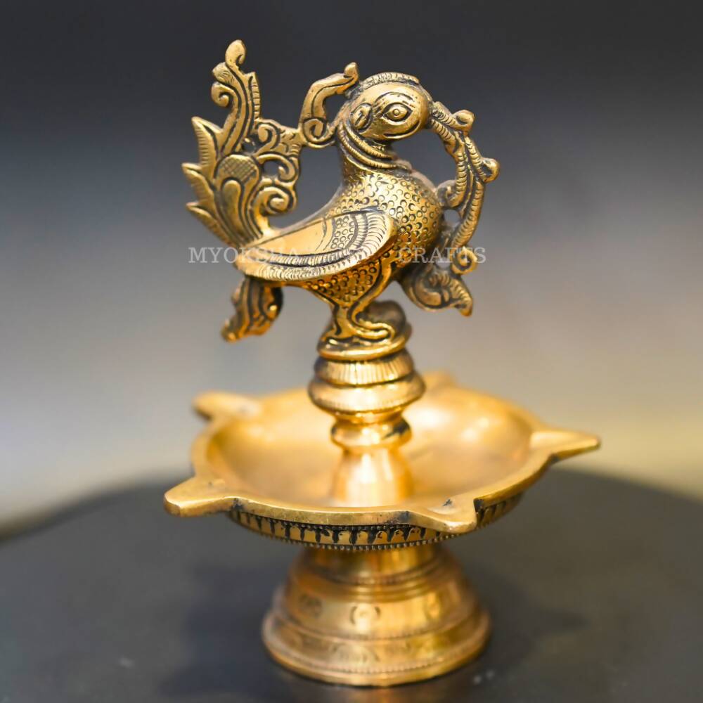 Brass Peacock Diya - Swadesiicart