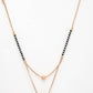 NVR Women's Rose Gold CZ Stone-Studded & Beaded Layered Mangalsutra | Swadesiicart