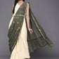 Ahalyaa Off White & Olive Green Ethnic Maxi Dress with Attached Dupatta | Swadesiicart