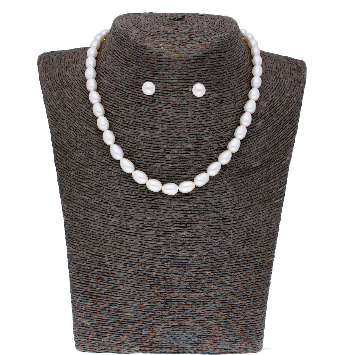 J Pearls 1 Line Oval Pearl Necklace - Real Pearl Jewelry | Swadesiicart