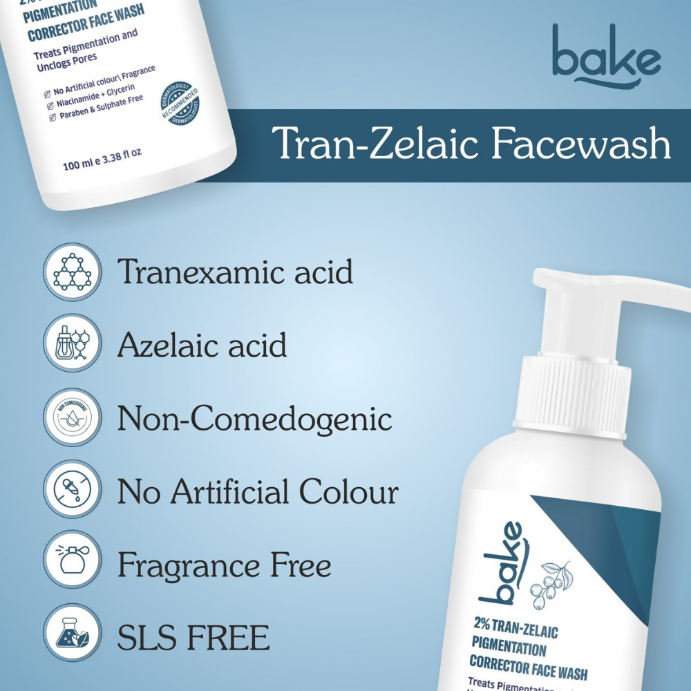 Bake 2% Tran-Zelaic Pigmentation Corrector Milky Face Wash For Pigmentation and unclogged pores | Swadesiicart
