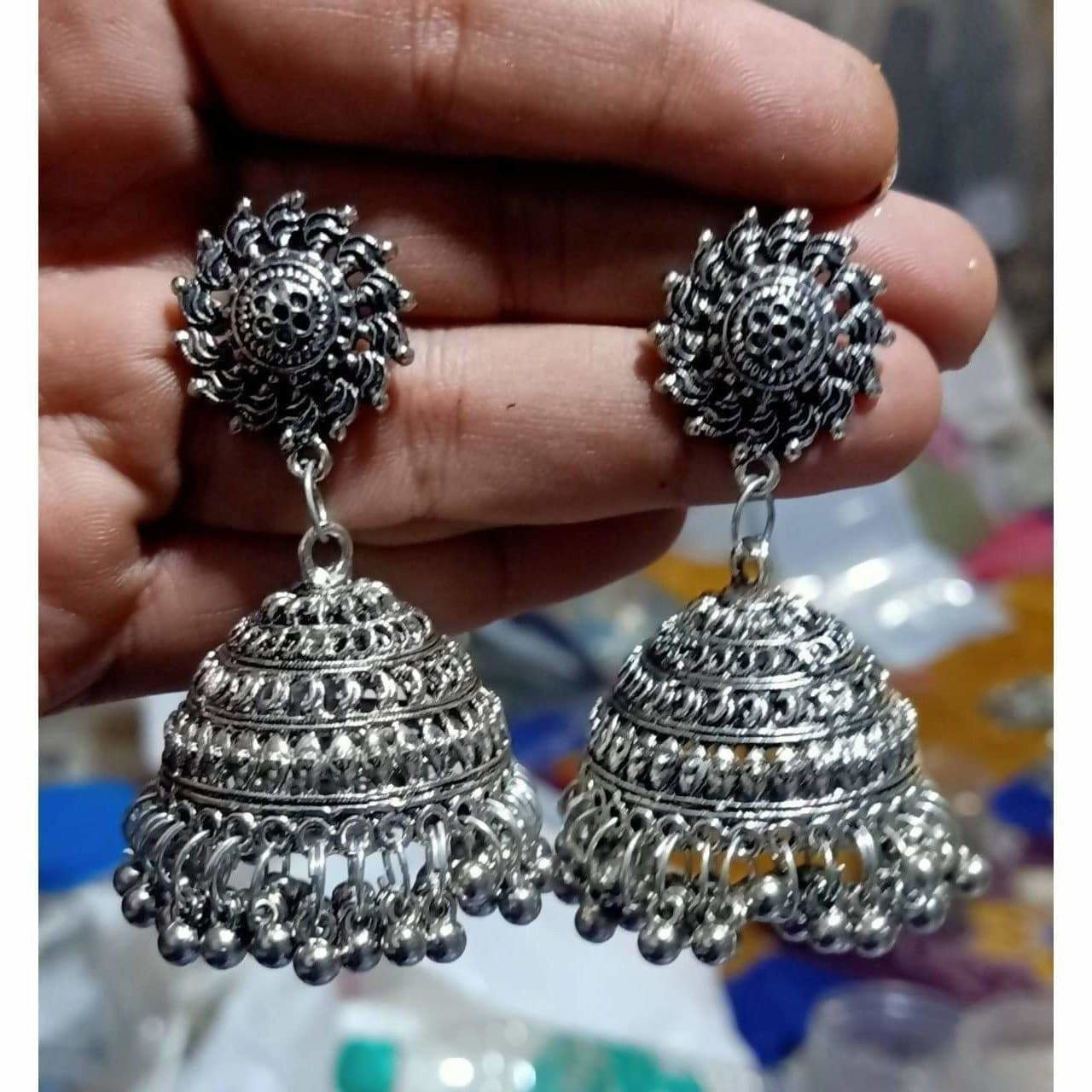 MS Fashion India Antique Wheel Shape Earrings Hanging Jhumkas | Swadesiicart