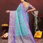 Lorenvalley Fashion Skyblue Cotton Woven Design Zari Meenakari Weaving Saree - Swadesiicart