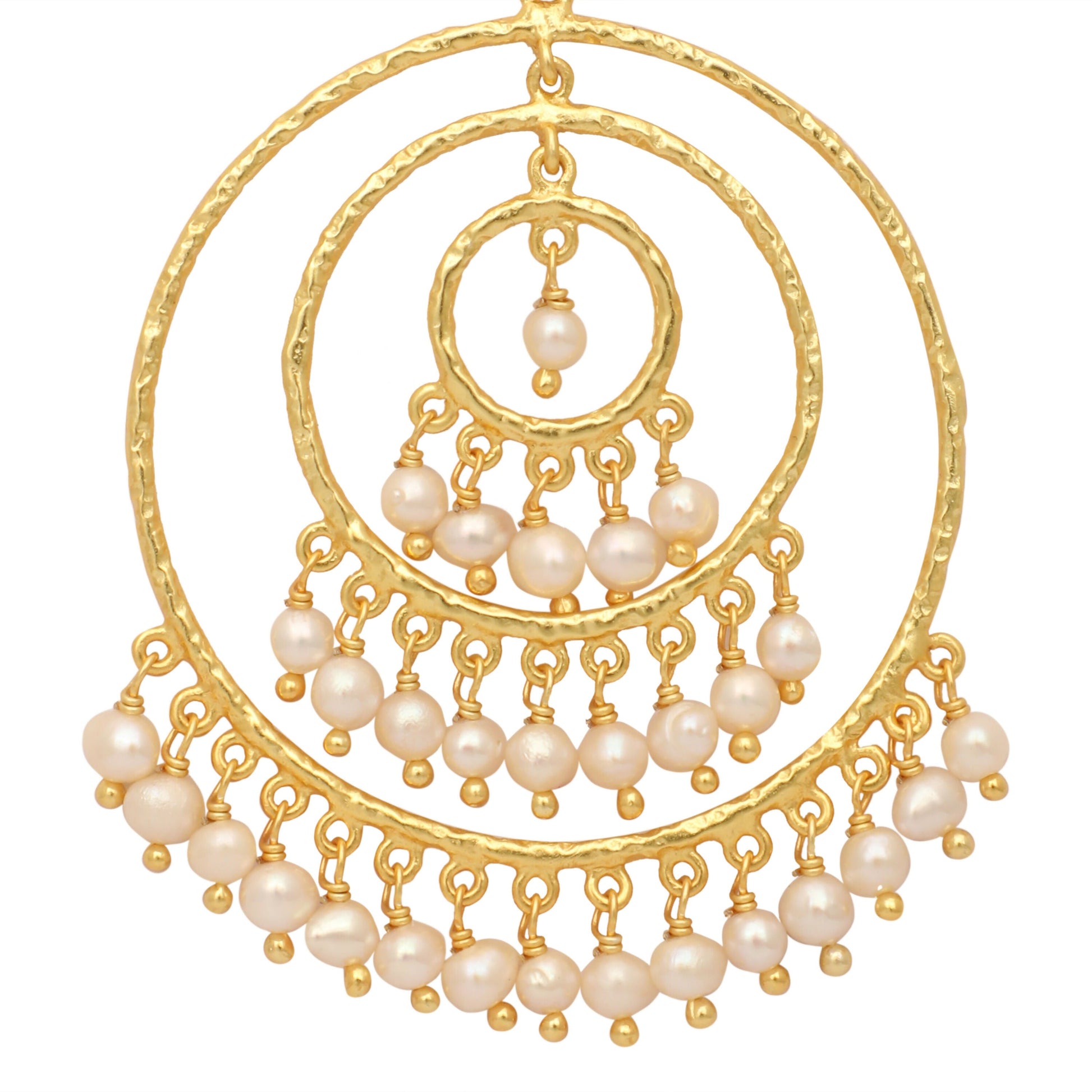 Nuyug 18k Triple Pearl Hoop Anti Tarnish Earrings | Swadesiicart