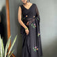 Aayaa Designer 1 min Hand Painted Ready to Wear saree - Black | Swadesiicart