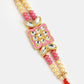 NVR Men Pink & Gold-Toned Kundan-Studded Rakhi With Roli Chawal | Swadesiicart