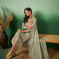 Light Green Georgette Handwork Unstitched Dress Material - Hanika | Swadesiicart