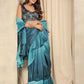 Blue Satin Solid Designer, Printed Party Wear Ready To Wear Saree - Nasreen | Swadesiicart