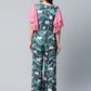 Ahalyaa Women's Dark Green Crepe Printed Jumpsuit | Swadesiicart