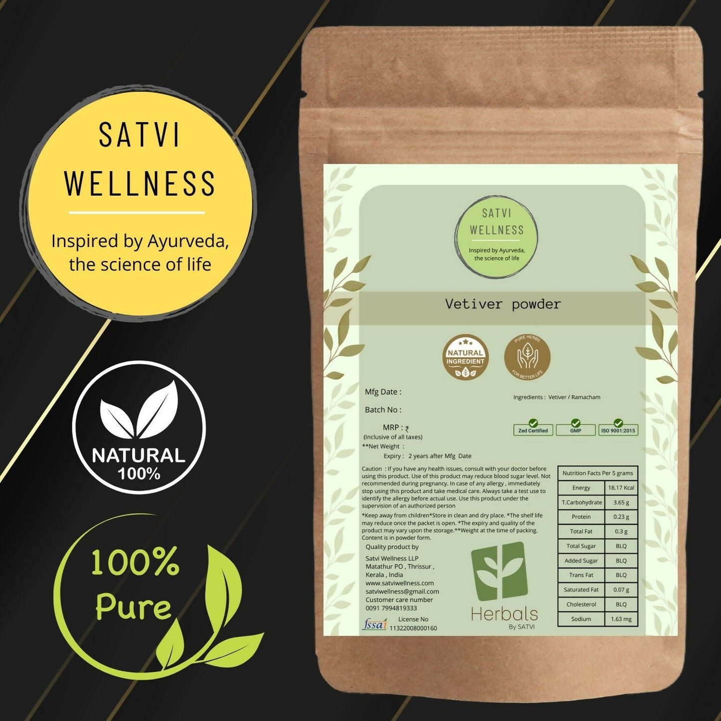 Satvi Wellness Vertiver Powder - Swadesiicart