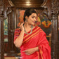 Very Much Indian Handloom Cotton Viscose Ilkal Saree Bright Red With Red Border | Swadesiicart