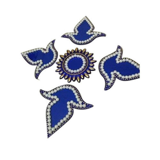 Kundan HandiKrafts Handcrafted Blue Colour Kundan Rangoli - Aahana - The Bliss Store