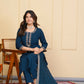 Blue Viscose Chanderi Embroidered Stitched Suit With Dupatta - Tanisha | Swadesiicart