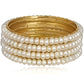 Gold-Polished Alloy Set Of 4 Pearl Bangles - The Pari - Swadesiicart
