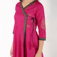 Aniyah Cotton Block Print Angrakha Kurta In Magenta (AN-148K) - Swadesiicart