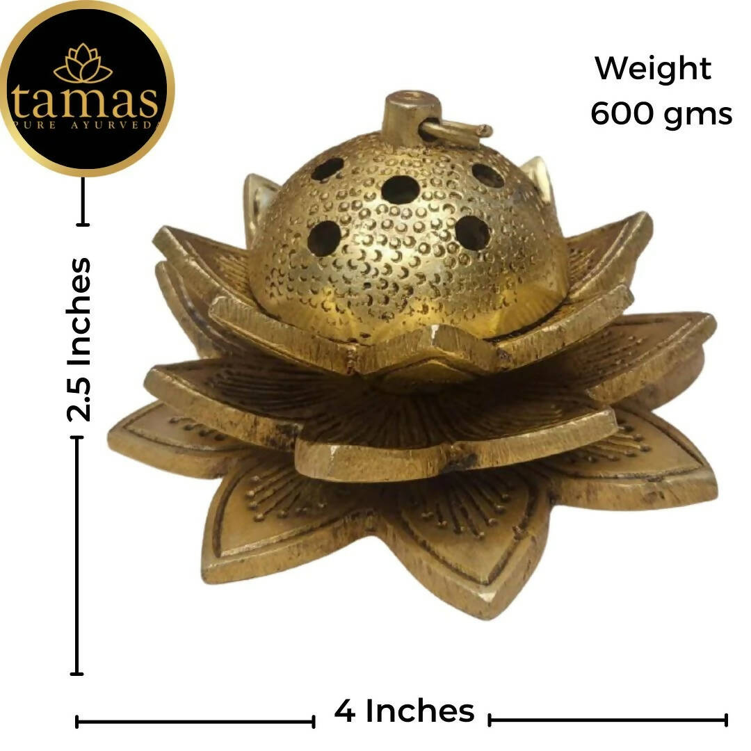 Tamas Brass Handcrafted Lotus Dhoop Stand with Antique Finish | Swadesiicart
