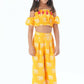 Lil Drama Trunk Tales Girls Yellow Crop Top With Pants Co-Ordinate Set - Swadesiicart