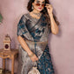 Aastha Fashion Teal Soft Organza Silk Weaving Saree