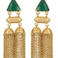 Joban Fashion Women Green Stone Matte Gold Jhumka | Swadesiicart