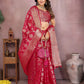 Aastha Fashion Magenta Soft Organza Silk Weaving Saree
