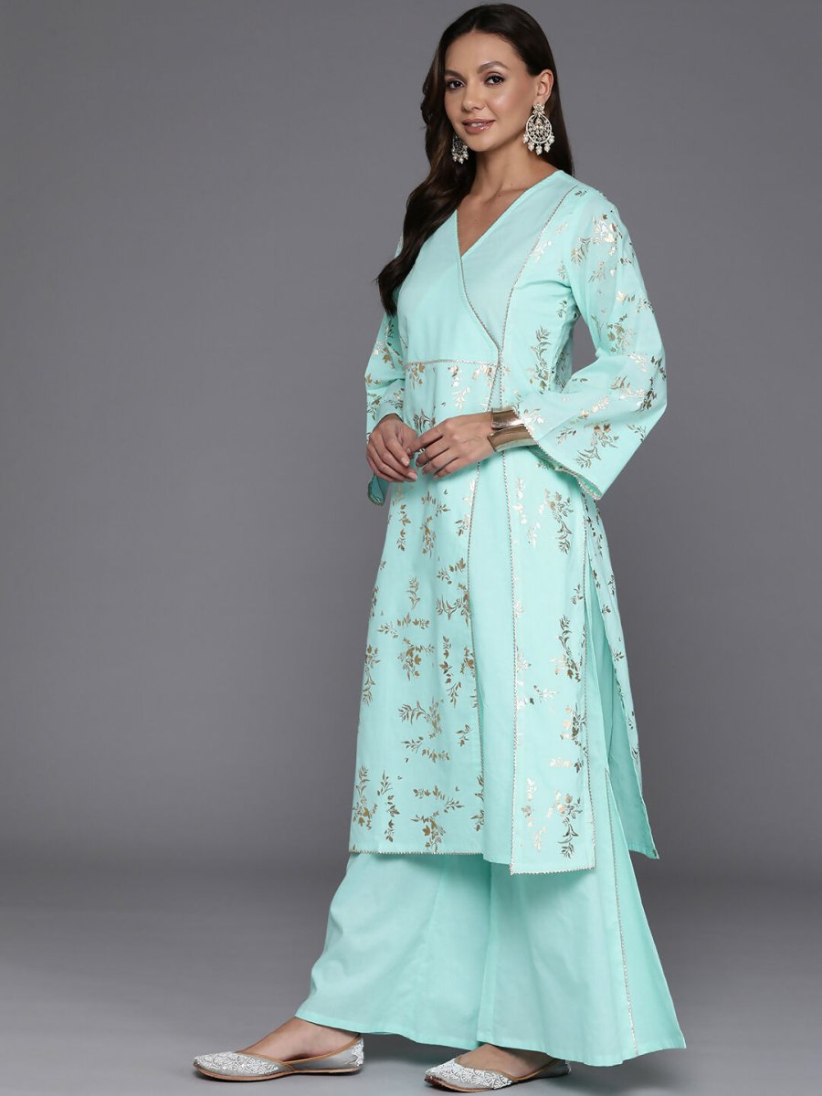 Ahalyaa Women's Traditional wear Kurta Set - Summer Blue | Swadesiicart