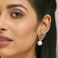 Nuyug 22K Gold-Plated Elegant Zircon Stone Studded & Pearls Drop Stud Earrings | Swadesiicart