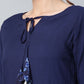 Ahalyaa Women Navy Blue Rayon Floral Empire Kurti with Dhoti Pants | Swadesiicart