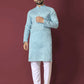 Anaita Sky Blue Solid Soft Jacquard Silk Straight Kurta