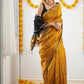 DEIANA'S Beautiful Designer Golden zari Soft Cotton Saree - Yellow - Swadesiicart