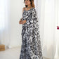 Black Chinon Designer Digital Printed,Mirror Cut Work Saree - Sohni