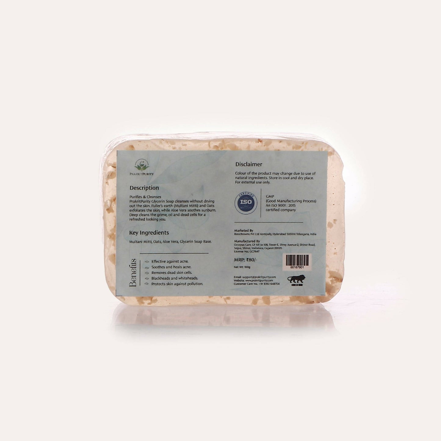 PrakritPurity Multani Mitti & Oats Handmade Glycerine Soap - Swadesiicart