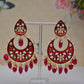 Red Gold-Polished Brass & Pearl Dangle Women Earrings| Hand Painted Meenakari Chandbali Traditional Ethnic Wear Earrings By House of Ree - Swadesiicart