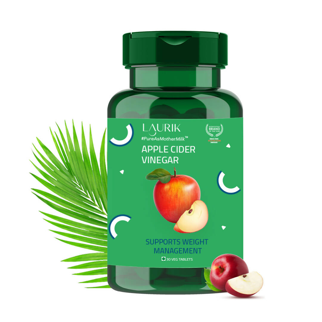 Laurik Organics Apple Cider Vinegar 500Mg Supplement Tablets For Weight Loss, Boost Energy | Swadesiicart